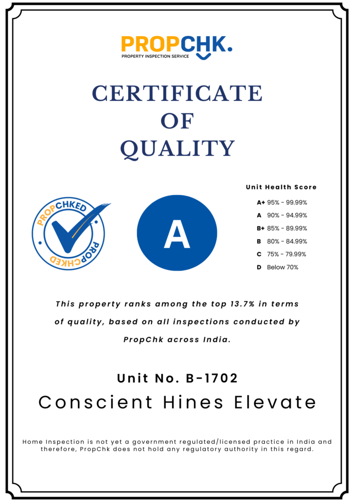 CERTIFICATE OF QUALITY Conscient Hines Elevate