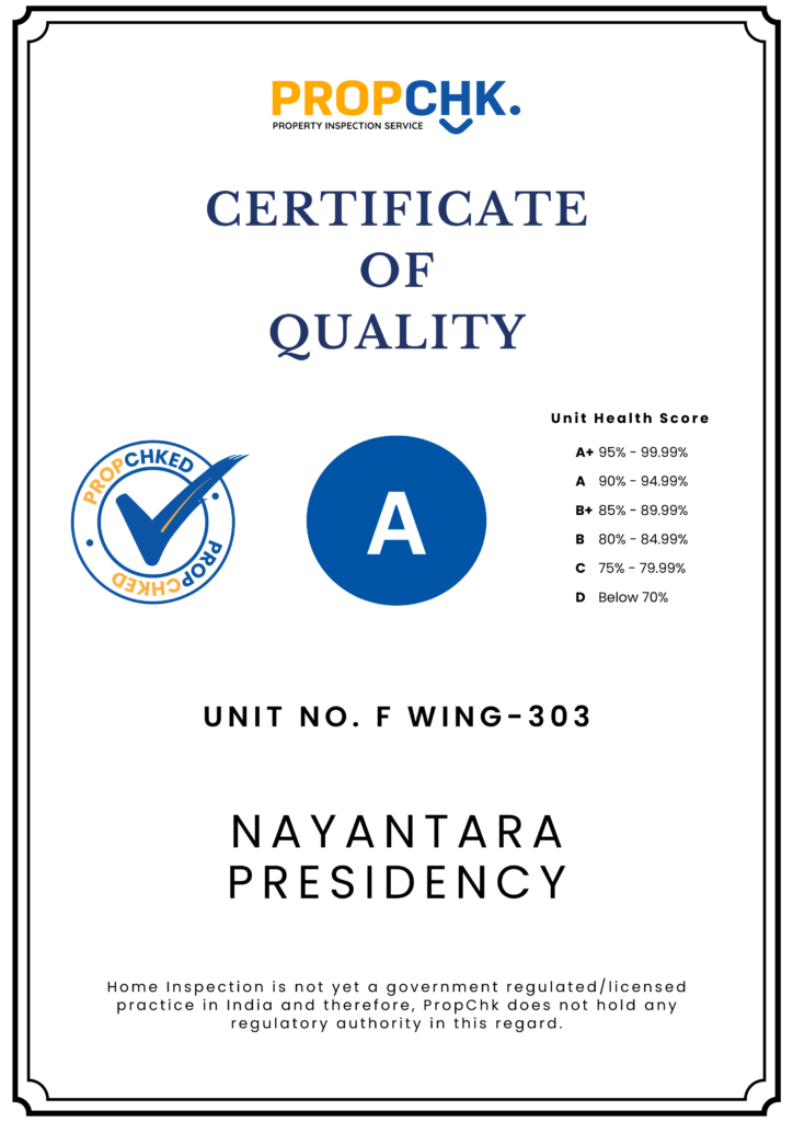 CERTIFICATE OF QUALITY NAYANTARA PRESIDENCY