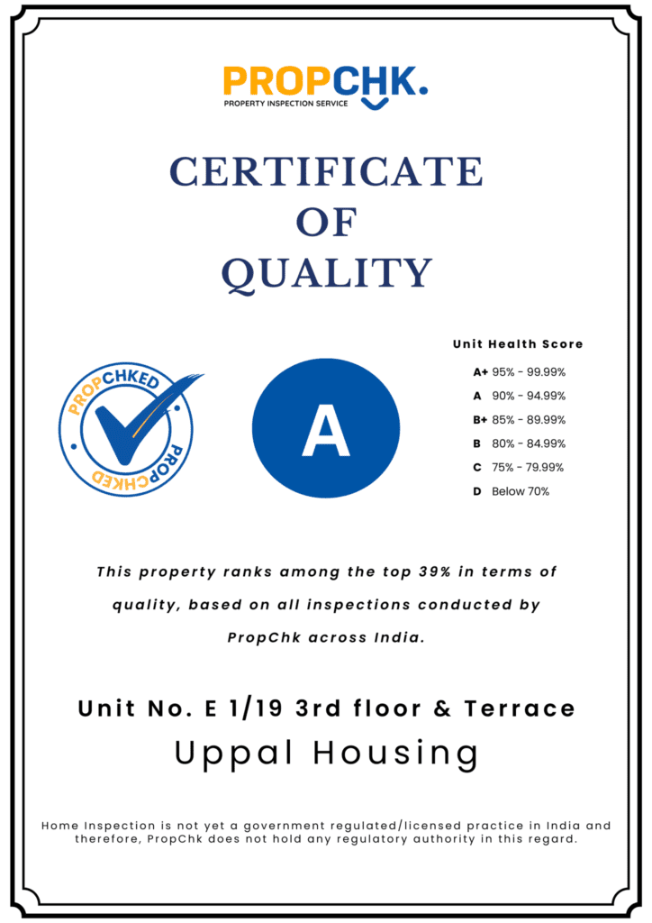 CERTIFICATE OF QUALITY Uppal Housing
